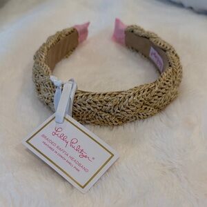 Lilly Pulitzer Woven Raffia Headband - Pink and Tan